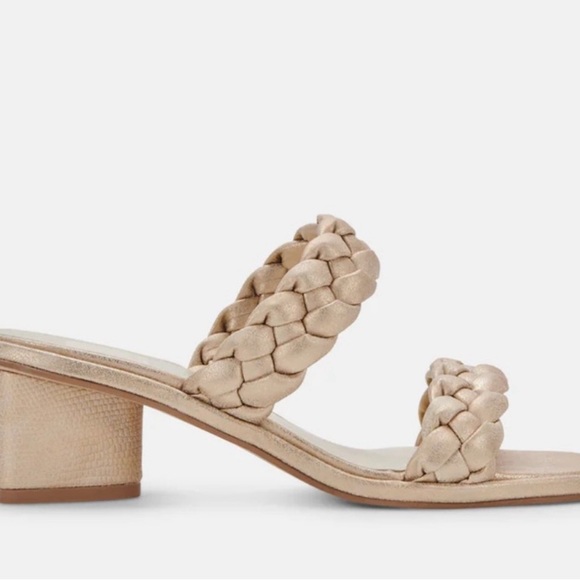 New Dolce Vita Women's Light Gold Metallic Stella Suede Heels Size 8.5 MSRP $125 - Picture 2 of 10